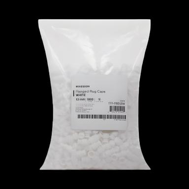 McKesson 13mm White Polyethylene Flanged Plug Caps for Blood Drawing and Culture Tubes