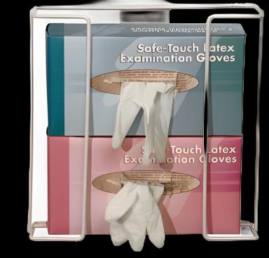 Glove Box Holder Horizontal Mounted 2-Box Capacity White 4 X 10-1/2 X 11 Inch Coated Wire