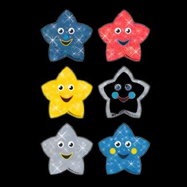 Kids Love Stickers® 60 per Roll Glitzy Stars , Assorted Sticker 2-1/2 Inch