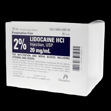 Lidocaine HCl, Preservative Free 2%, 20 mg / mL Injection Ampule 10 mL