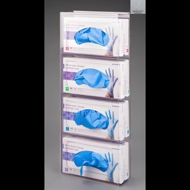 Wall Mounted Glove Box Holder 4-Capacity Clear PETG Plastic by Poltex Inc