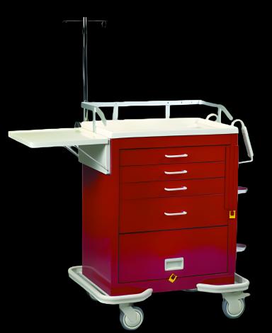 Medication Cart Future Health Concepts Solid Poly 33.5 X 25 X 39.75 Inch Red Two-3 Inch, One-6 Inch, One-12 Inch