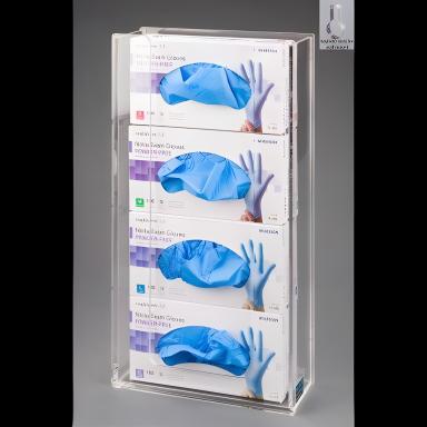 Acrylic Glove Box Holder Wall Mounted, 4-Box Capacity, Clear - Poltex Inc