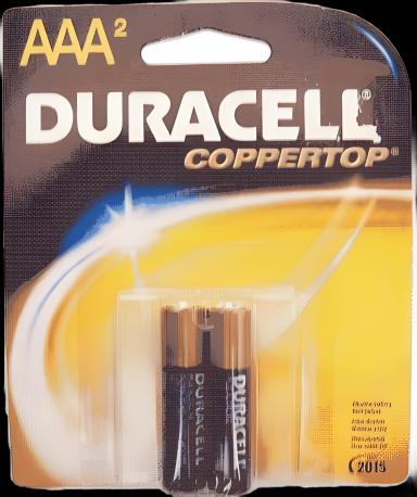 Alkaline Battery Duracell® Coppertop® AAA Cell 1.5V Disposable 2 Pack