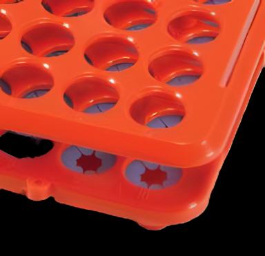 Low Profile Test Tube Rack 50 Place Up to 17 mm Tube Size Orange 2 X 5-1/2 X 10 Inch