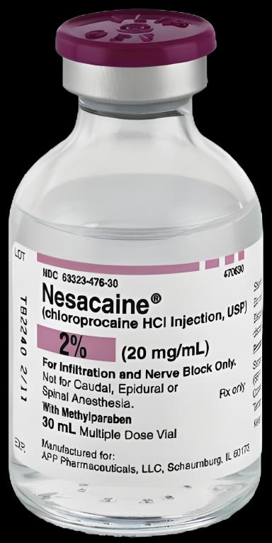 Nesacaine® Chloroprocaine HCl 2%, 20 mg / mL Injection Multiple-Dose Vial 30 mL - 63323047637