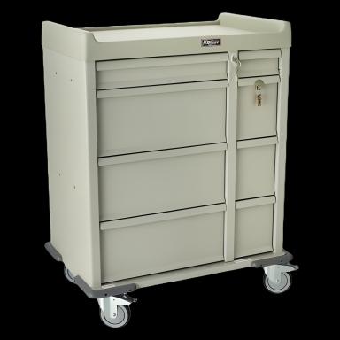 Medication Cart Standard Line Steel 23.5 X 36 X 45.75 Inch 17 X 20.5 Inch Left Side Drawer, 17 X 6.25 Inch Right Side Drawer