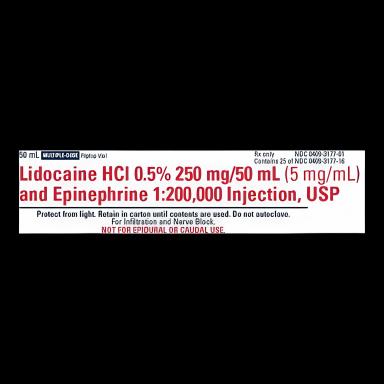 Lidocaine HCl / Epinephrine 0.5% - 1:200,000 Injection Multiple-Dose Vial 50 mL