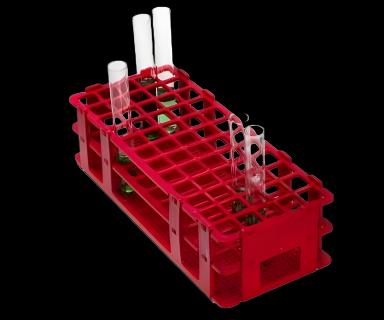 No-Wire™ 60-Place Test Tube Rack for 16mm Tubes, Red Polypropylene, Autoclavable