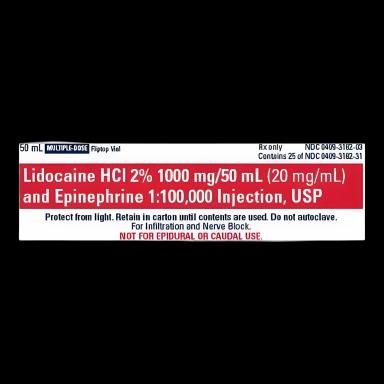 Lidocaine HCl / Epinephrine 2% - 1:100,000 Injection Multiple-Dose Vial 50 mL
