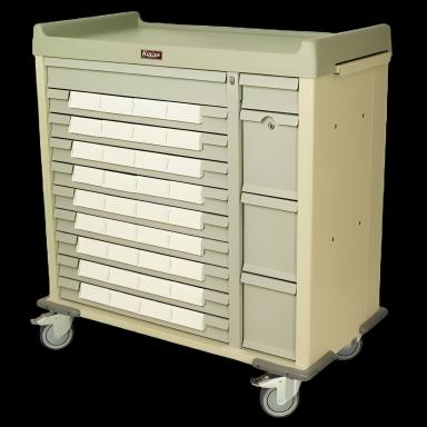Medication Cart Standard Line Steel 23.5 X 43 X 45.75 Inch Beige 17 X 27.5 Inch Left Side Drawer, 17 X 6.25 Inch Right Side Drawer