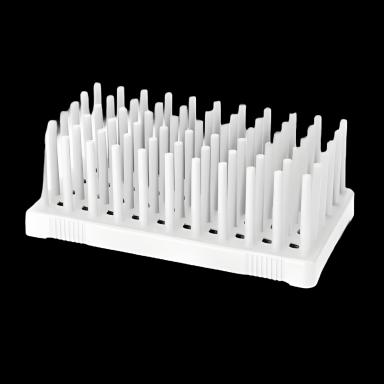 Peg Rack Test Tube Rack for 10 mL Tubes - 50 Place, Autoclavable, White