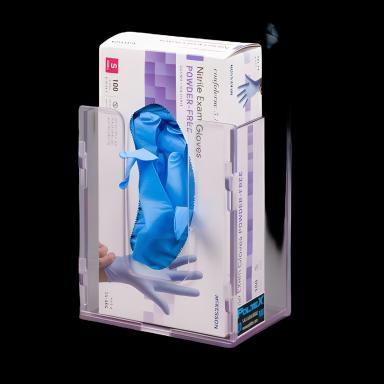 Wall Mounted Glove Box Holder 1-Box Capacity - Clear PETG Plastic