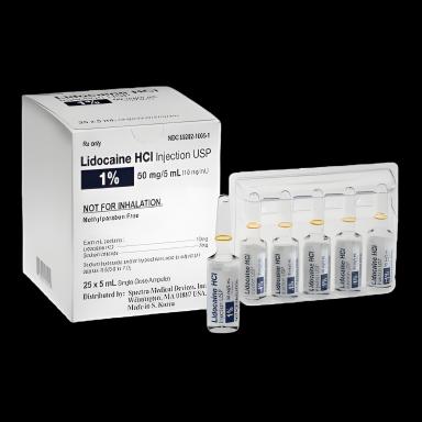 Lidocaine HCl Injection 1% USP, Preservative-Free, 10 mg/mL - 5 mL Ampule for Local Anesthesia