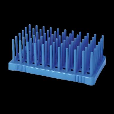 Peg Rack Test Tube Rack 50-Place for 10 mL Tubes, Autoclavable, Blue - Heathrow Scientific