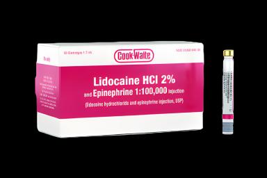 Lidocaine HCl with Epinephrine 2% 1:100,000 Injection for Dental Use - 1.7 mL Cartridges, Box of 50