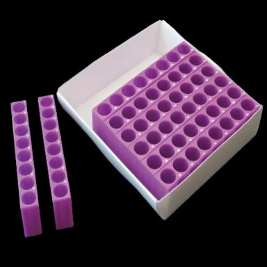 Microcentrifuge / Cryo Tube Test Tube Rack TracRack® 64 Place 1.5 to 2 mL Tube Size Purple 1-1/3 X 5-1/8 X 5-1/8 Inch