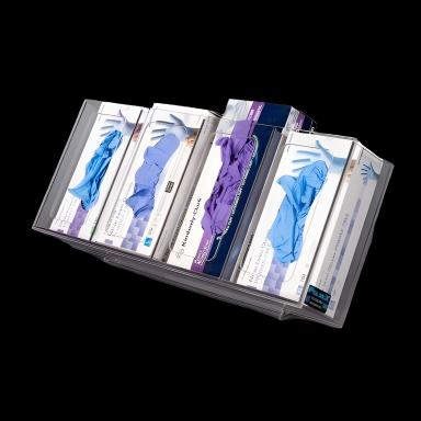 Poltex Counter Top Glove Box Holder for Medical Use - Clear, Holds 4 Boxes, PETG