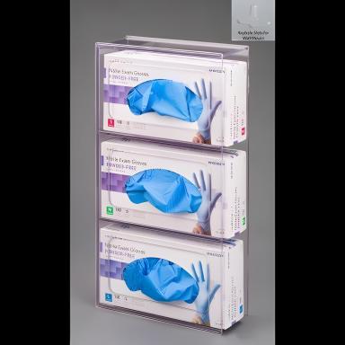 Poltex 3GBST-W Clear PETG Plastic Glove Box Holder - Wall Mounted, 3-Box Capacity