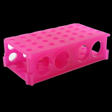 4-Way Autoclavable Test Tube Rack 80-Place for 1.5 to 50 mL Tubes in Pink - Heathrow Scientific