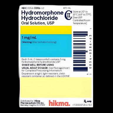 Hydromorphone HCl 1 mg/mL Oral Solution - 473 mL Bottle for Pain Management