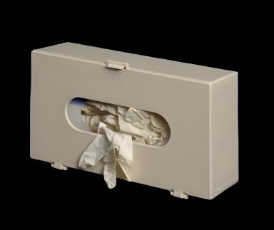Glove Box Holder Horizontal or Vertical Mounted 1-Box Capacity Beige 4 X 7 X 11-3/4 Inch Plastic