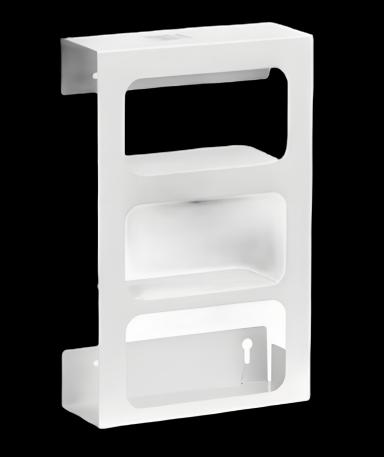 Glove Box Holder Wall Mounted 3-Box Capacity White 3.81 X 10 X 16 Inch Stainless Steel