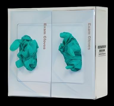 Bowman® Glove Box Holder for Medical Facilities - 2-Box Capacity, Wall Mounted, Clear Plastic