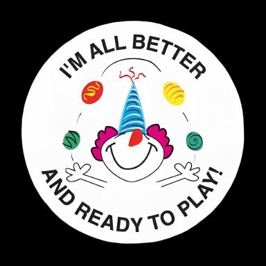 PDC® 'I'm All Better and Ready To Play' 2-Inch Medical Reward Stickers for Pediatric Patients