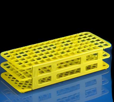 Stacking Test Tube Rack Globe® Scientific 456400 Series 90 Place 12 to 13 mm Tube Size Yellow 2-1/2 X 4-1/8 X 9-3/5 Inch