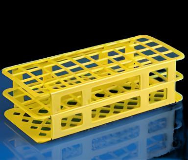 Stacking Test Tube Rack Globe® Scientific 456500 Series 40 Place 20 to 21 mm Tube Size Yellow 2-4/5 X 4-1/8 X 9-3/5 Inch
