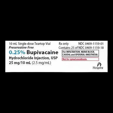 Bupivacaine HCl, Preservative Free 0.25%, 2.5 mg / mL Injection Single-Dose Vial 10 mL - 00409115901