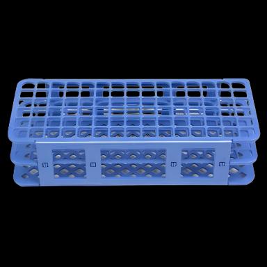 90-Place Foldable Snap-Together Test Tube Rack for 5-10 mL Tubes, Blue - Heathrow Scientific