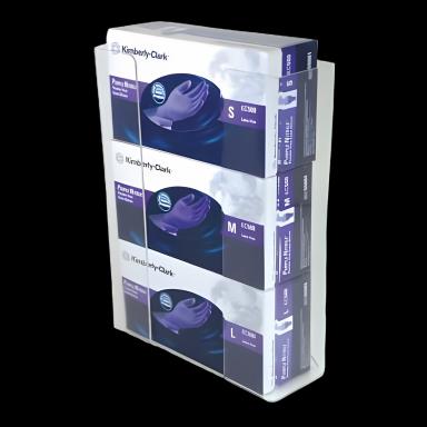 Glove Box Holder Wall Mount 3-Box Capacity Clear 3-1/2 X 11 X 14-1/2 Inch Acrylic