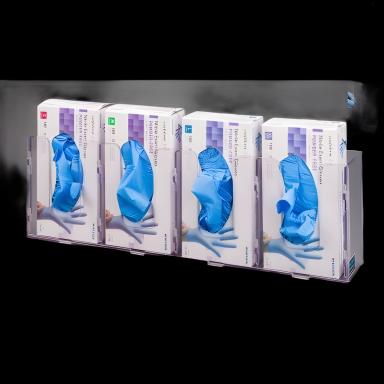 Magnet Mounted Glove Box Holder by Poltex, 4-Box Capacity, Clear PETG Plastic