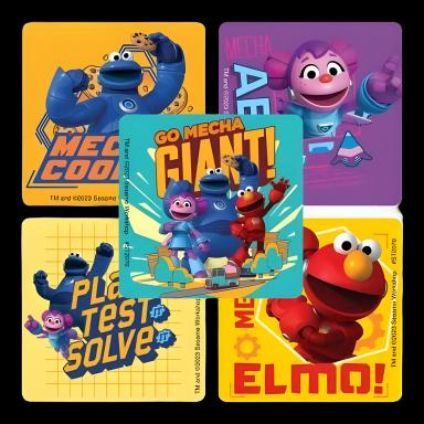 SmileMakers® 100 per Box Sesame Street Mecha Builders Sticker 2-1/2 Inch