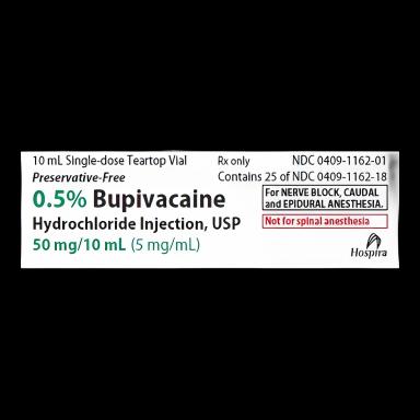 Bupivacaine HCl, Preservative Free 0.5%, 5 mg / mL Injection Single-Dose Vial 10 mL - 00409116201