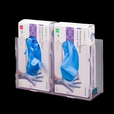 Poltex Clear PETG Plastic Glove Box Holder Wall Mounted, 2-Box Capacity