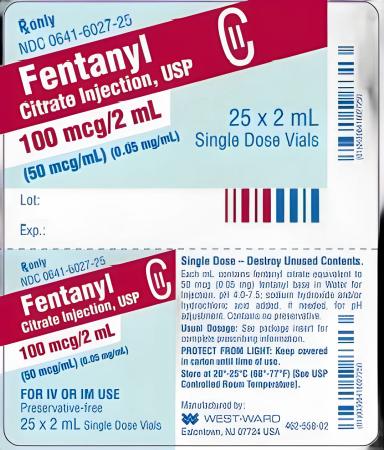 Fentanyl Citrate, Preservative Free 50 mcg / mL Injection Single-Dose Vial 2 mL CII