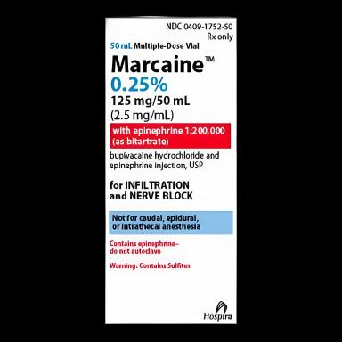 Marcaine™ with Epinephrine Bupivacaine HCl / Epinephrine 0.25% - 1:200,000 Injection for Local Anesthesia - 50 mL Vial