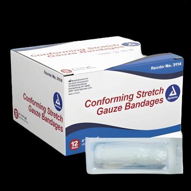 Conforming Bandage Dynarex® 4 Inch X 4-1/10 Yard 1 per Pouch Sterile 1-Ply Roll Shape