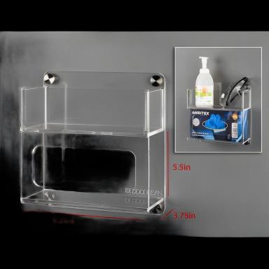 Poltex Acrylic Glove and Tissue Box Holder for Medical Facilities - Wall Mount, Clear