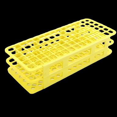 90-Place Foldable Test Tube Rack for 5-10 mL Tubes, Yellow Polypropylene - Heathrow Scientific