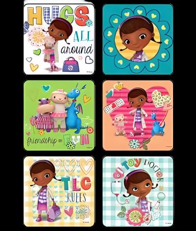 Disney® Doc McStuffins Glitter Stickers, 75 Pack - 2-1/2 Inch, Medical Themed Rewards for Pediatric Patients