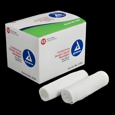Conforming Bandage Dynarex 4 Inch X 4.1 Yard 12 per Pack NonSterile Roll Shape