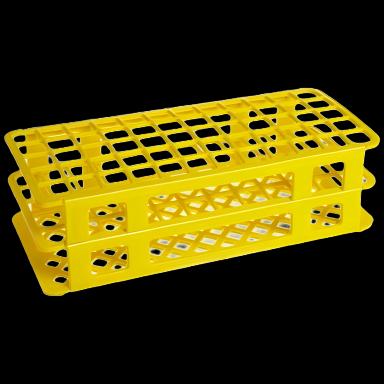 60-Place Polypropylene Test Tube Rack for 5-15mL Tubes, Yellow - Heathrow Scientific