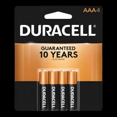 Alkaline Battery Duracell® Coppertop® AAA Cell 1.5V Disposable 4 Pack