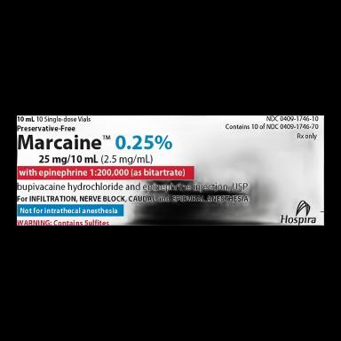 Marcaine™ with Epinephrine Bupivacaine HCl / Epinephrine, Preservative Free 0.25% - 1:200,000 Injection Single-Dose Vial 10 mL