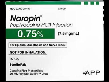 Naropin® Ropivacaine HCl, Preservative Free 0.75%, 7.5 mg / mL Injection Ampule 20 mL