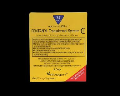 Fentanyl 75 mcg/Hour Transdermal Patch - 72 Hour Pain Relief, Carton of 5 Patches, CII by Alvogen